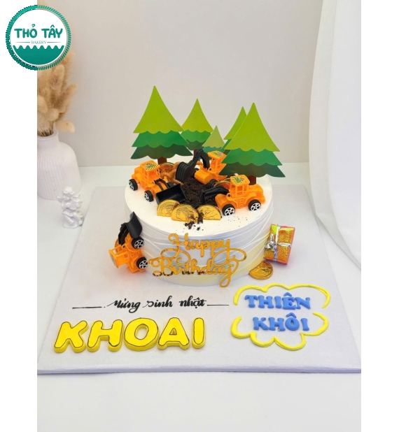 Bánh kem sinh nhật xe ủi,xe múc cho bé trai