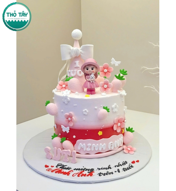 Mẫu bánh kem thôi nôi bé gái 1 tuổi cho bé gái