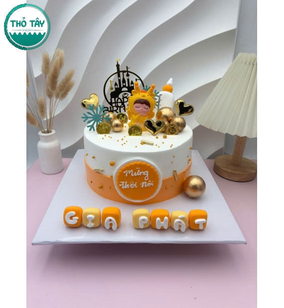 Bánh Kem thôi nôi dành cho bé trai tone cam