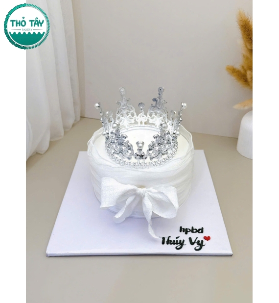 Bánh chúc mừng vương niệm tone trắng