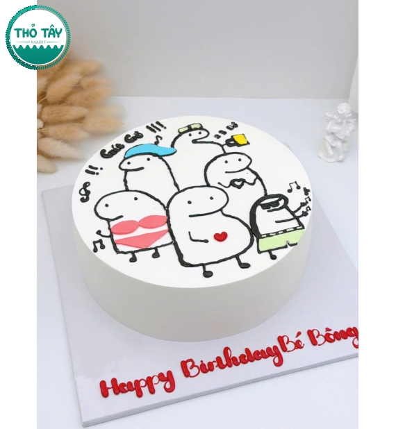 Bánh kem style Hàn vẻ hình chibi hội bạn