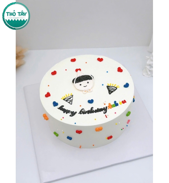 Bánh kem style Hàn Quốc vẻ hình chibi viết chữ anh iu