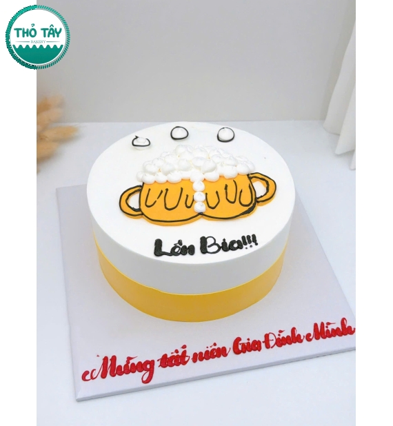 Bánh kem hàn quốc tone tạo hình 2 ly bia