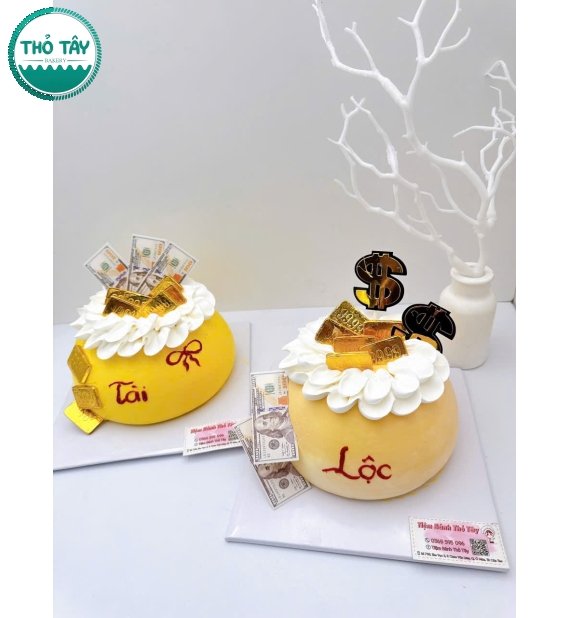 Bánh Kem khai trương tone vàng làm theo yêu cầu