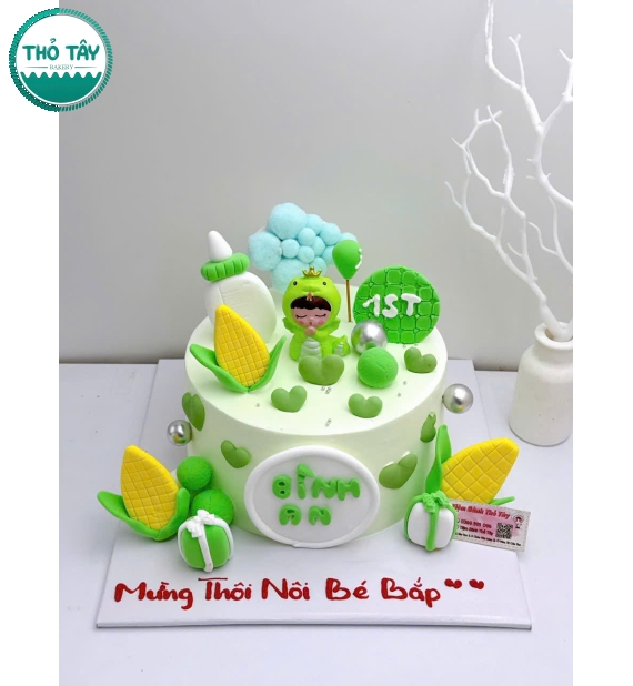 Bánh Kem thôi nôi dành cho bé trai tone xanh hot tại ô môn
