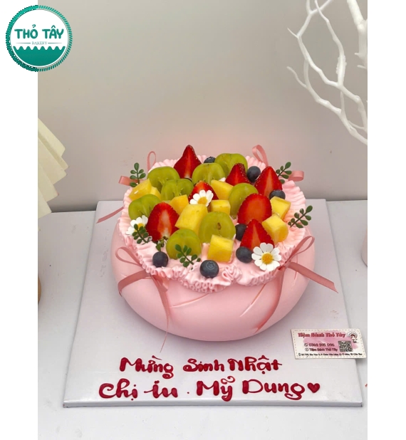 Bánh Kem trái cây túi hồng mẫu đẹp 2026