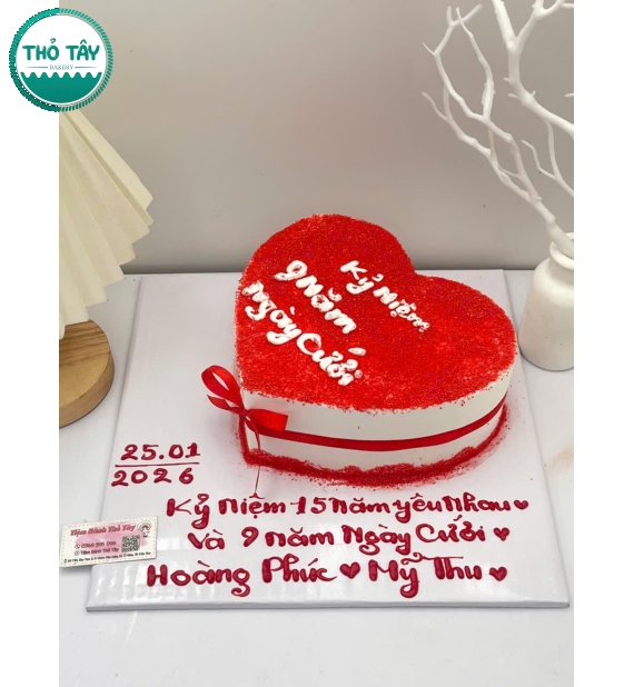 Bánh Kem trái tim tone đỏ hot dành cho cặp đôi