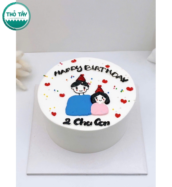 Bánh kem hàn quốc tạo hình vẻ chibi cha và con gái