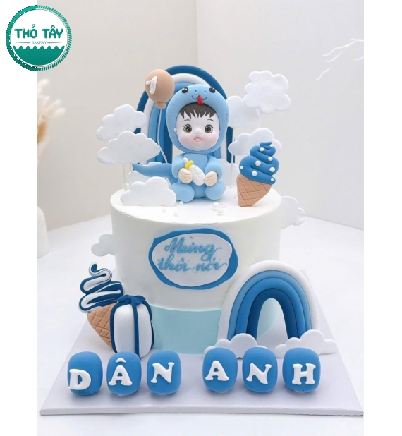 Bánh Kem thôi nôi làm bé trai tuổi tỵ