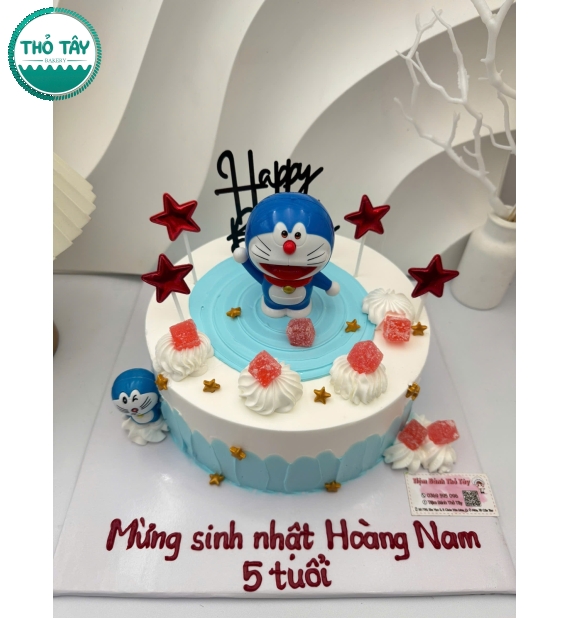 Bánh kem dành cho bé trai đô rê mon lên 5 tuổi