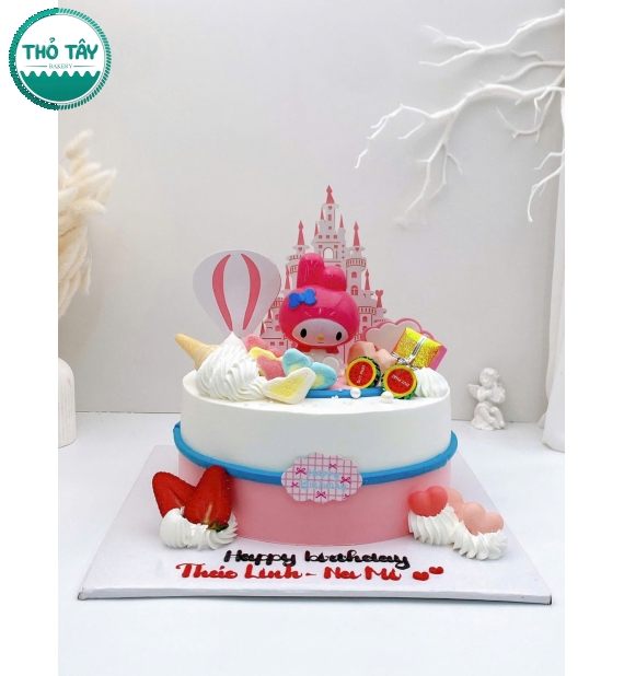 Bánh kem cho bé gái 9 tuổi mẫu mix phụ kiện theo yêu cầu