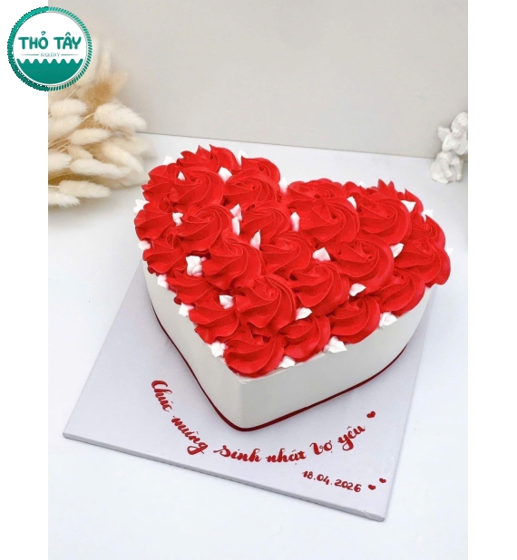 Mẫu bánh kem dành tặng Vợ yêu mẫu bánh trái tim đỏ hot
