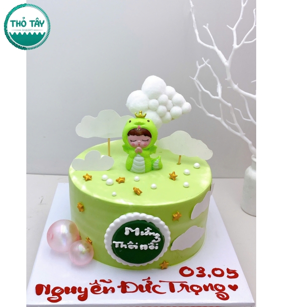 Bánh thôi nôi cho bé trai hot tone xanh