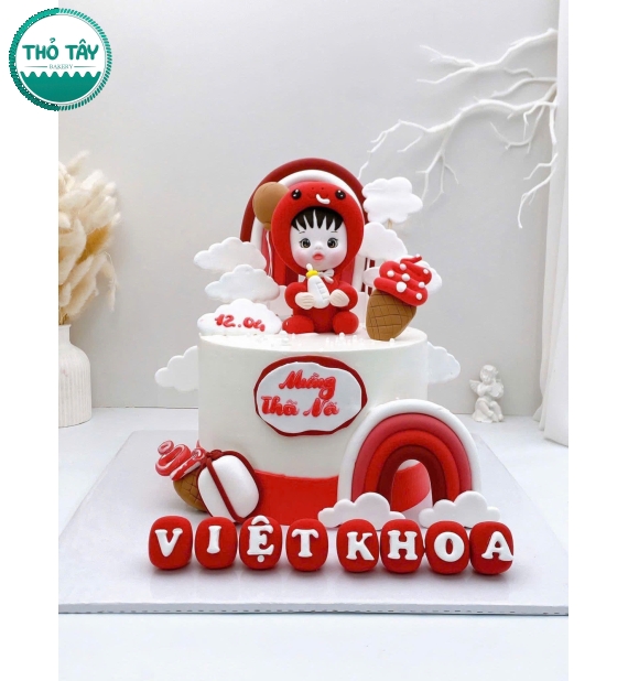 Bánh Kem thôi nôi tone đỏ dành cho bé trai 
