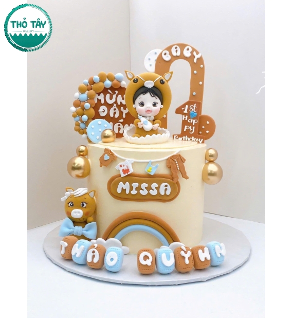 Bánh Kem đầy tháng tuổi ngọ dành cho bé gái 