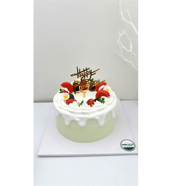 Bánh Kem trái cây tone xanh làm theo yêu cầu 